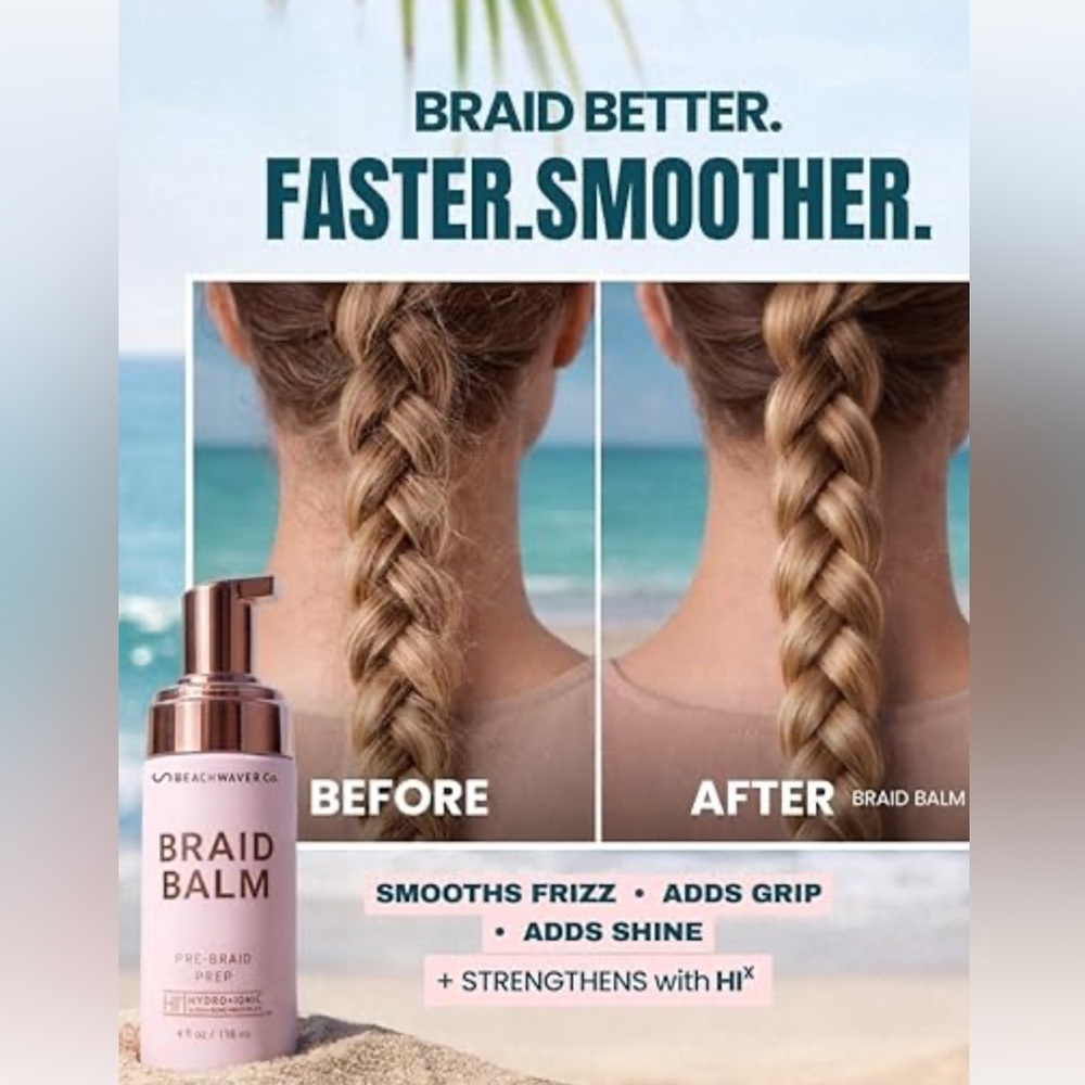 The Beachwaver Co. Braid Balm Pre-Braid Prep  4 ounce bottle, partially used.
